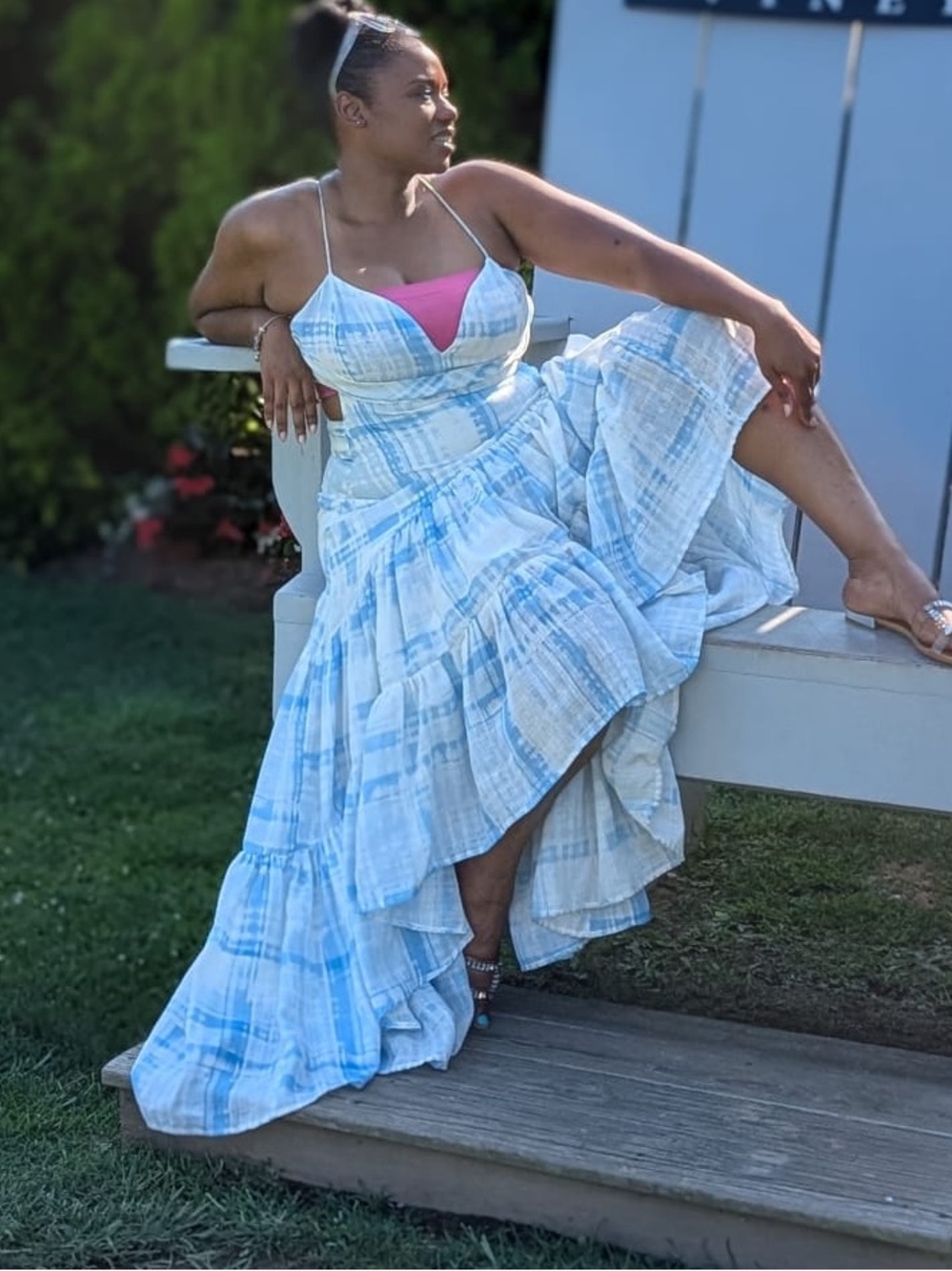 Blue and White Maxi Dress